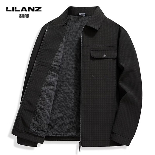LILANZ Men's Lapel Jacket Spring and Autumn New Korean Style Trendy Youth Workwear Jacket Business Men's Casual Jacket Black 80421 L (175)