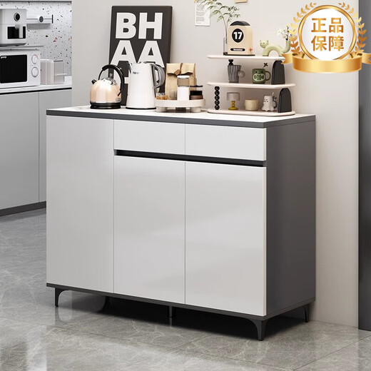 Yijiamu aparador de lujo ligero armario sala de estar gabinete de almacenamiento de pared gabinete de almacenamiento multifuncional moderno simple gabinete de té gabinete de vino de lujo ensanchado tres puertas y dos cajones 90*40*88CM autoensamblado