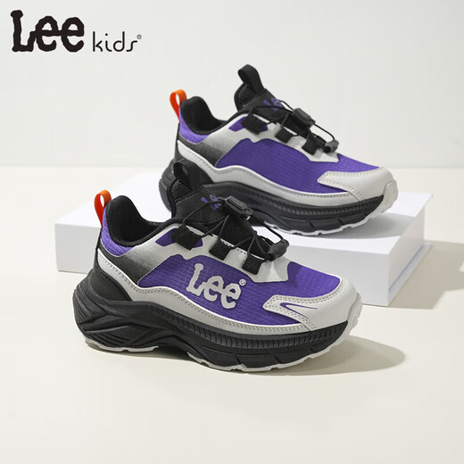 Lee children's shoes spring new children's dad shoes girls versatile thick-soled running shoes boys X0099 purple 30 recommended foot length 191mm