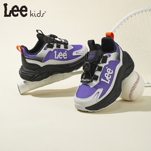 Lee children's shoes spring new children's dad shoes girls versatile thick-soled running shoes boys X0099 purple 30 recommended foot length 191mm