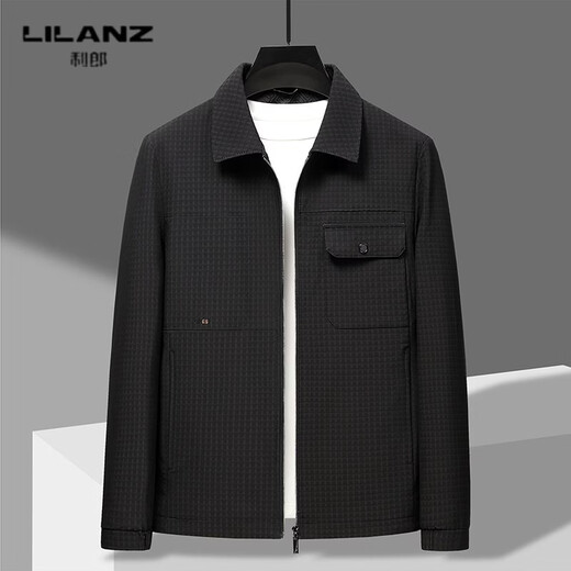 LILANZ Men's Lapel Jacket Spring and Autumn New Korean Style Trendy Youth Workwear Jacket Business Men's Casual Jacket Black 80421 L (175)