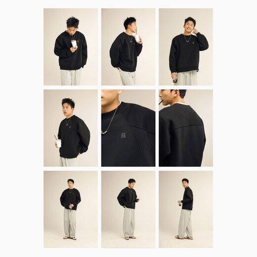 ACTUP Lu Xiaohu 390g heavyweight round neck long-sleeved sweatshirt for boys spring knitted inner simple couple top Gardenia White L 175/92A