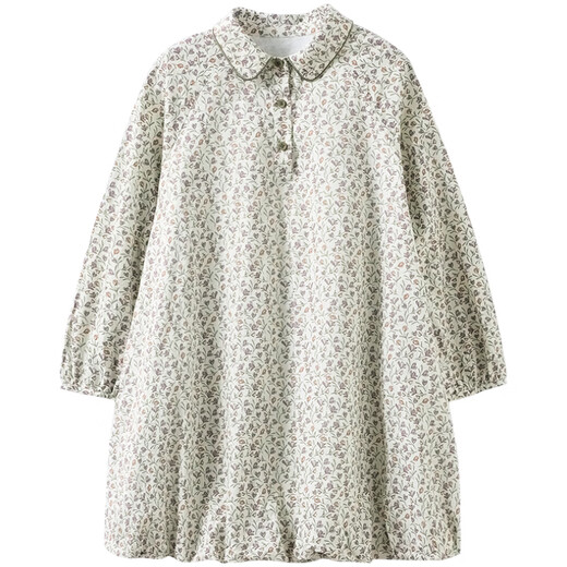 Haqi children's clothing children's skirt pastoral floral long-sleeved dress girls mid-length skirt baby flower bud skirt 2026 new style floral 110