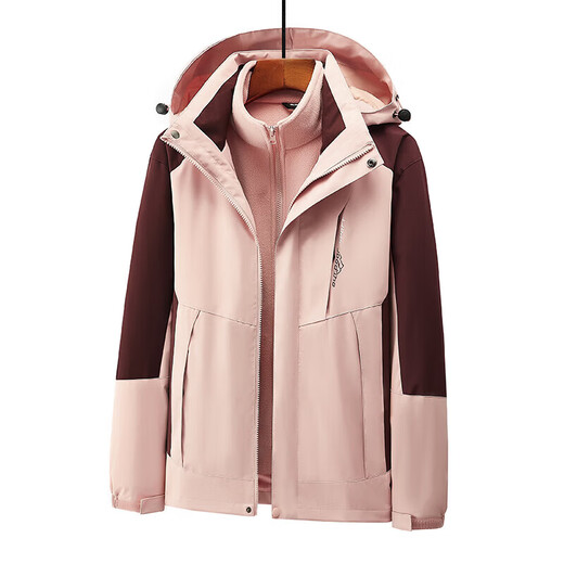 Professional Grade Waterproof Jacket Three-in-One Jacket Work Clothes Men's and Women's Work Jacket Autumn and Winter Windproof Jacket Women's Light Purple XL