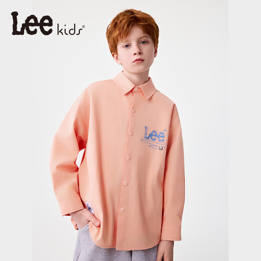 Lee children's shirt jacket spring new boys cotton shirt 2026 new girls shirt jacket orange pink 160 +