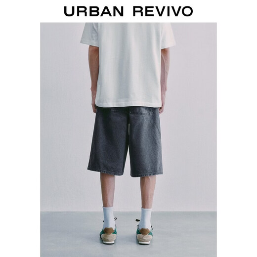 UR2026 Summer new men's trendy design splicing distressed washed casual shorts UUV860032 dark gray blue 30