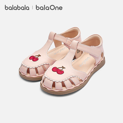 Bala Bala One children's shoes children's sandals girls 2026 summer new style exquisite embroidered casual shoes pink tone 60001 29 (foot length 17.8-18.2/inner length 18.9)