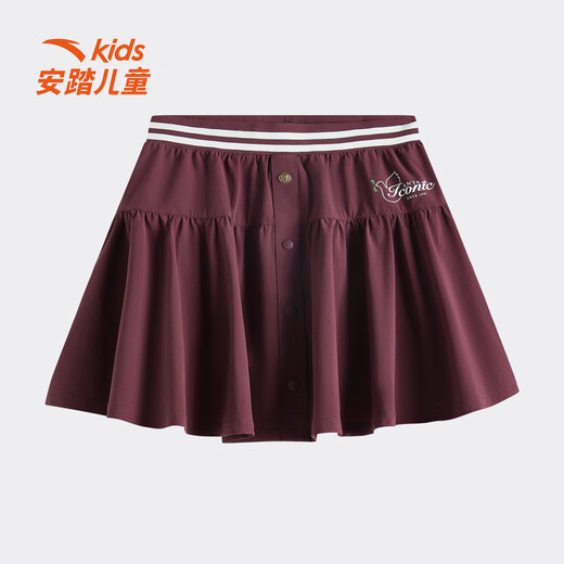 ANTA Children's Skirt Girls' Clothing 2026 Summer New Elite Culture Series Fashionable Pleated Skirt Burgundy Purple-2 130 cm