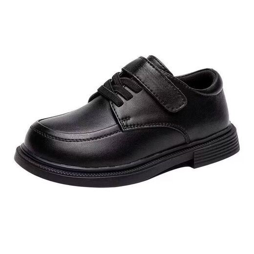 G.duck Little Yellow Duck Boys' Small Leather Shoes Soft Sole Children's Black British Style Primary School Students Autumn and Winter Breathable Performance Shoes for Middle and Large Children Black 26 Shoe Inner Length 16CM