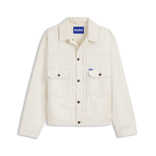 BOSS26 new men's casual jacket loose fit white denim trucker jacket coat white S