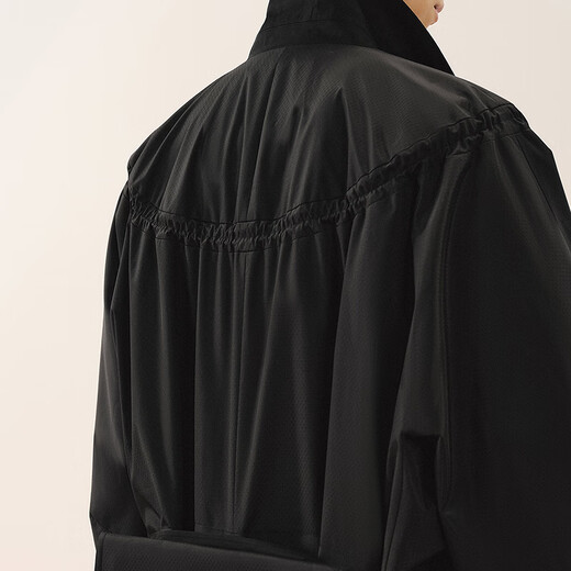 Sketch Men's 2026 Spring New Arrival Windbreaker H-shaped One-piece Sleeve Lapel Long Style 9Q2913460 001 Black M