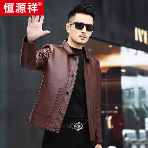 Hengyuanxiang 2024 Neues Produkt First Layer Cowhide Hasing echtes Lederjacke Herren Herbst Fody Motorrad Revers Dicked Leder Jacke Schwarz Single Leder m
