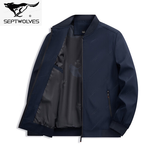 Septwolves men's jacket new spring and autumn young and middle-aged business slim baseball collar top casual jacket men's upper cyan 2350 L 175