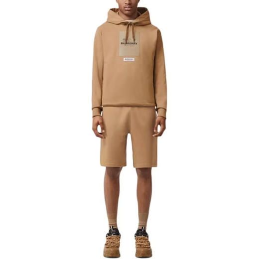 BURBERRY BurbrryLogo logo applique hooded long-sleeved sweatshirt men's Khaki Khaki XL without original gift bag gift box