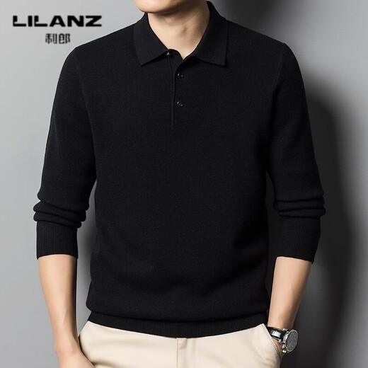 LILANZ 100% pure wool sweater winter thickened warm knitted sweater daddy loose casual solid color long-sleeved t dark gray 98631 thickened 3XL (56) recommended weight 175-190Jin Jin equals 0.5 kg