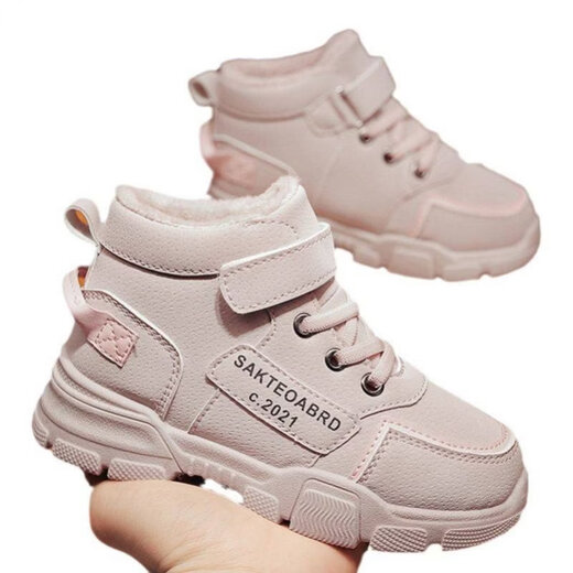 G.duck boys' cotton shoes 2025 autumn and winter new style children's velvet thickened Martin boots, medium and large children's second cotton winter shoes snow boots, gray velvet 35 (inner length 22.2 cm)