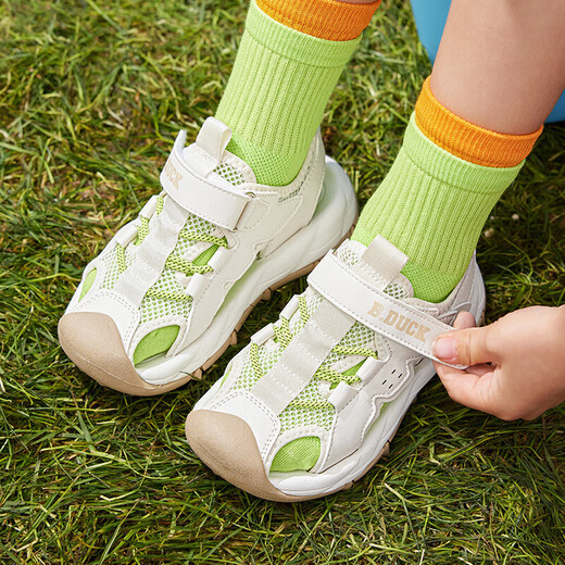 B.Duck Little Yellow Duck Children's Shoes Children's Shoes Boys Sandals Medium and Large Children 2025 Summer New Girls Casual Beach Shoes Beige Size 27 Suitable for Feet Length 16.4-17.1cm