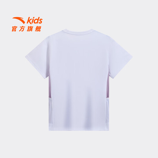 ANTA Children's Girls' Middle and Large Children's Knitted Short-Sleeved Shirt 2026 Summer New Breathable and Skin-Friendly Girls' Versatile Round Neck T-shirt Pure White-1 130