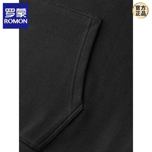 ROMON high-end modal cotton hooded pullover long-sleeved sweatshirt for men in spring and autumn, simple, casual, fashionable, handsome, plus size, black (black lining) 7XL suitable for 280-300Jin Jin equals 0.5 kg