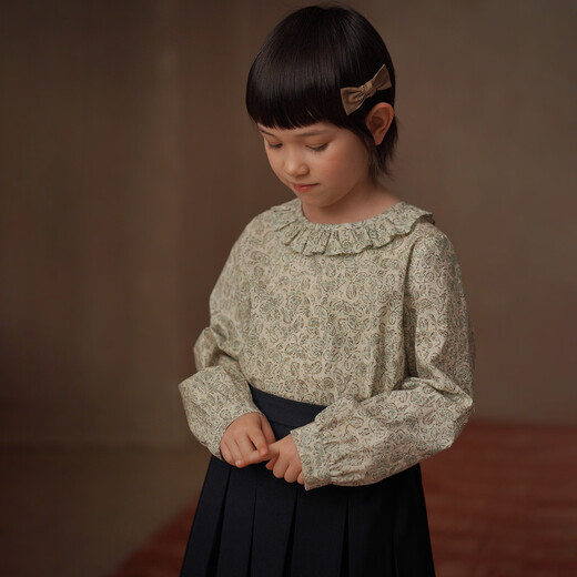 Haqi Children's Clothing Spring and Autumn Children's Casual Tops Korean Floral Pastoral Style Long-Sleeved Shirt Girls Spring Clothing 2026 New Floral 110