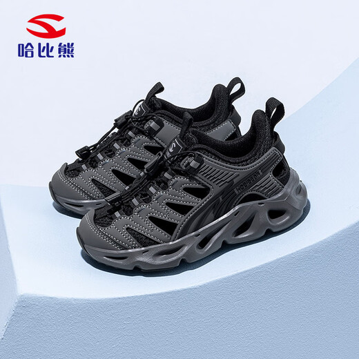 HOBIBEAR children's frame shoes boys and girls sandals summer mesh breathable lightweight sports river sandals 623199 black gray 35