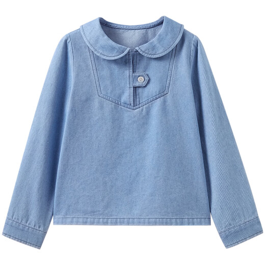 Hacikis children's clothing spring and autumn children's denim tops skin-friendly cotton doll collar shirt girls shirt girls 2026 spring clothing