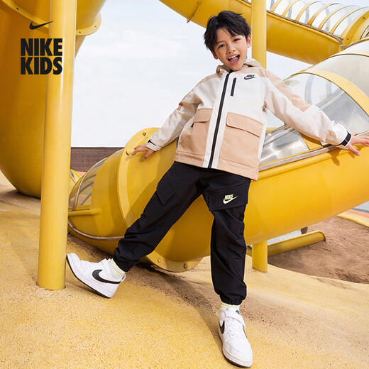 Nike toddler thin velvet lining overalls trousers spring new boys functional style woven comfortable NIKE IU5327 010 black 110 XS