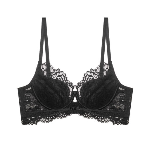 Victoria's Secret French sexy lace bra for women, thin, push-up big breasts, anti-sagging pure lust bra set, black - single piece, counter style 75D 34
