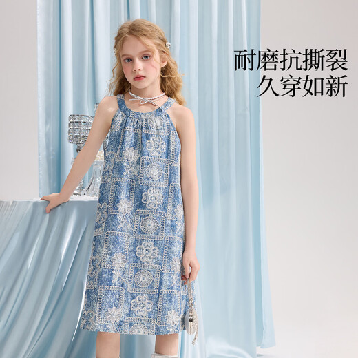 ASK JUNIOR Girls Skirt Summer New Youth Sleeveless Denim Skirt Fashion Casual Mid-Length Children's Princess Skirt