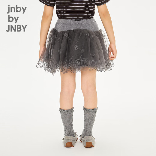 Jnby by JNBY new Jiangnan cloth children's clothing short waist skirt A-type loose splicing mesh 26 spring girls 1Q3D13080 046/cast iron gray 100 cm