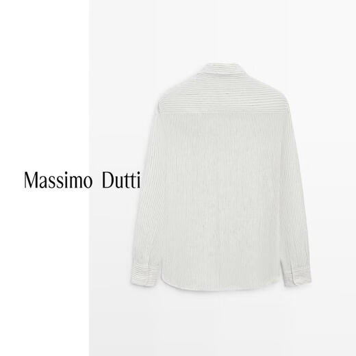 Massimo Dutti Spring and Summer New Product 2026 Men's Versatile 100% Linen Striped Shirt 01957272 White S (CN 175/92A)