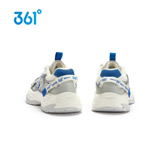 361 Shopping Mall Same Style Children's Shoes Boys Casual Shoes 2026 Spring New Velcro Cushioning Sports Shoes for Middle and Large Children Feather White/Aqua Clear Gray/Mediterranean Blue Size 35