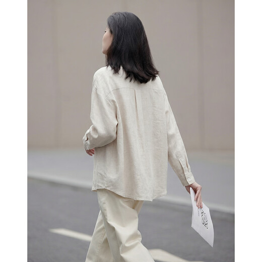 Demana contains linen lyocell spring simple lapel big pocket loose slimming shirt for women with high quality