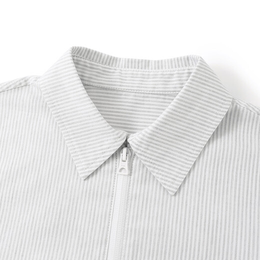 ELLE KIDS children's clothing gray and white striped sports suit for girls spring new embroidered jacket/A-line skirt optional white and gray striped top 120 (110/120)