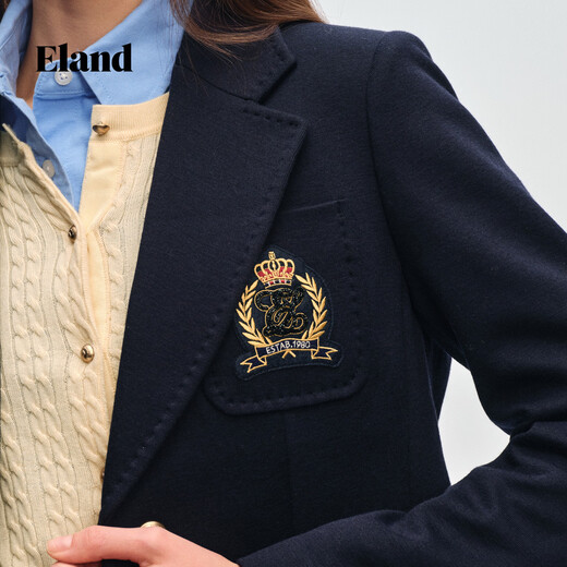 ELANDEland suit women's lapel waist jacket EEJKG12E01 navy blue 160