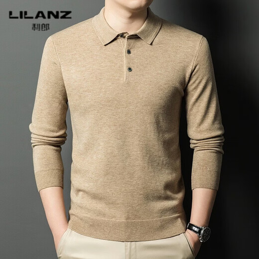 LILANZ winter new style lapel loose men's woolen sweater fashionable business long-sleeved middle-aged large size knitted sweater for men Haqing 14XL (115)