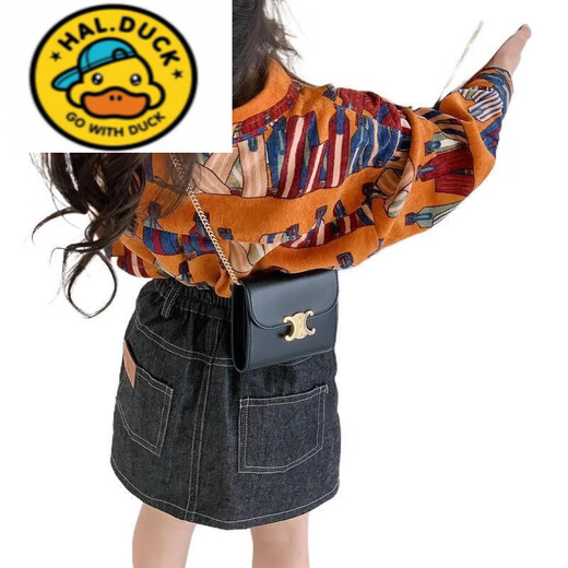 HAL.DUCK Girls' Shirts Spring and Autumn New Children's Style Retro Printed Korean-style Shirts for Children Corduroy Tops Coral Shirts 130 cm (130cm)