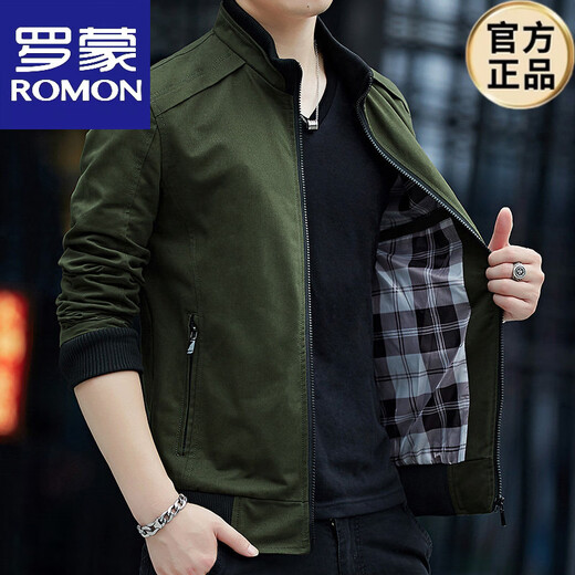 ROMON Men's Jacket Spring and Autumn Casual Trendy Denim Workwear Men's Jacket Autumn and Winter Cotton High-end Spring Top W1802 Black Spring and Autumn XL (Recommended 121-139Jin Jin equals 0.5kg)