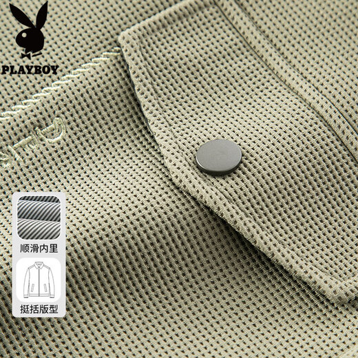 花花公子男士夹克春秋季新款潮牌百搭工装茄克衫中青年翻领高级感休闲外套