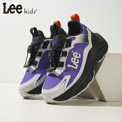 Lee children's shoes spring new children's dad shoes girls versatile thick-soled running shoes boys X0099 purple 30 recommended foot length 191mm