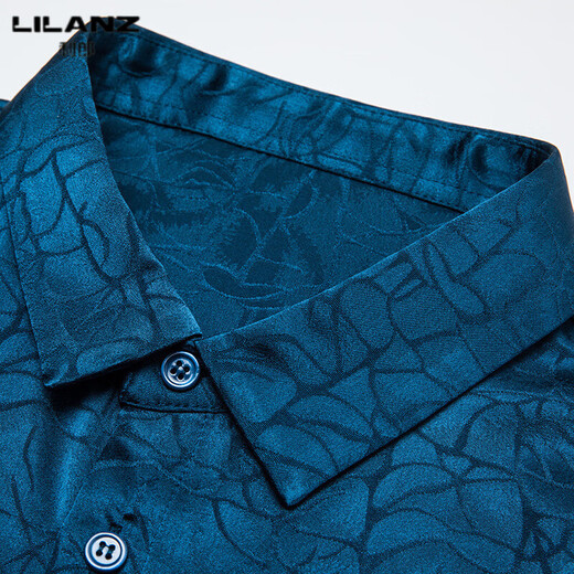 LILANZ summer new men's mulberry silk shirt short-sleeved silk top silk men's loose cool inch coat white L 50
