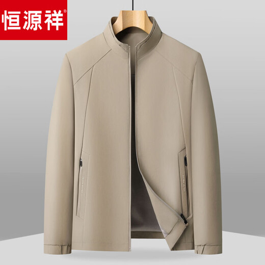 Hengyuanxiang spring new business executive middle-aged jacket men's casual stand-up collar dad solid color jacket black M 170