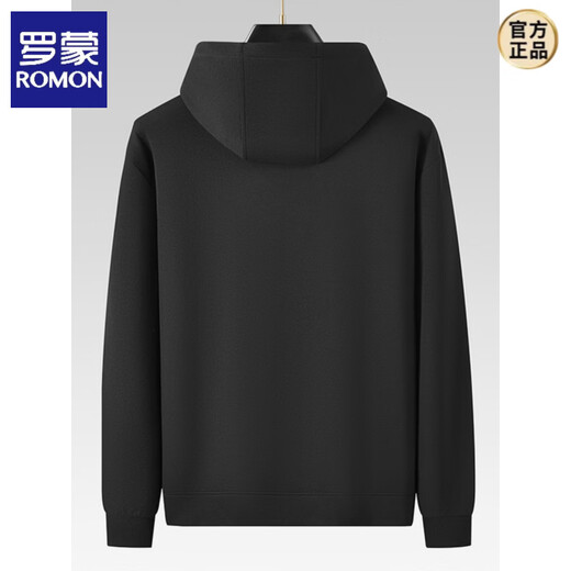 ROMON high-end modal cotton hooded pullover long-sleeved sweatshirt for men in spring and autumn, simple, casual, fashionable, handsome, plus size, black (black lining) 7XL suitable for 280-300Jin Jin equals 0.5 kg
