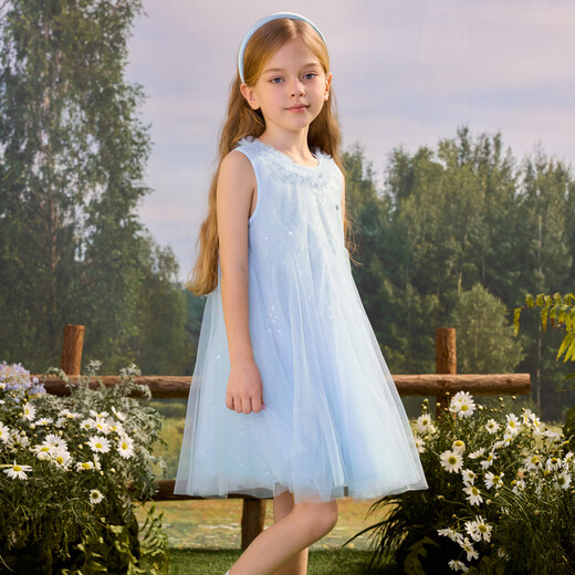 PawinPaw Cartoon Bear Children's Clothing 26th Summer New Girls Mesh Dress Yellow/30 120