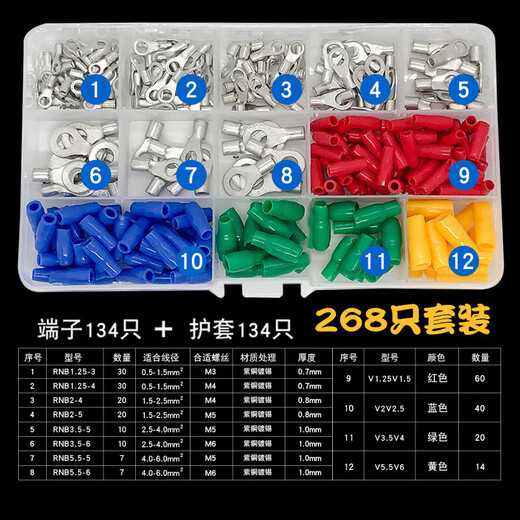 National standard thickened copper welding joint RNB23.55.5-34568 wiring bare terminal OT copper nose O type RNB3.5-10100 only