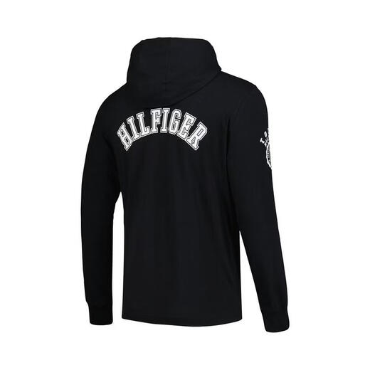 Tommy Hilfiger26 new spring and summer men's pullover sweatshirt breathable and comfortable cotton long-sleeved sports daily T-shirt casual Black One size | 2XL