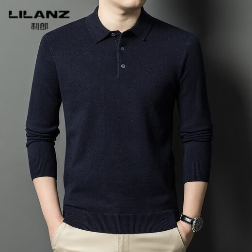 LILANZ winter new style lapel loose men's woolen sweater fashionable business long-sleeved middle-aged large size knitted sweater for men Haqing 14XL (115)
