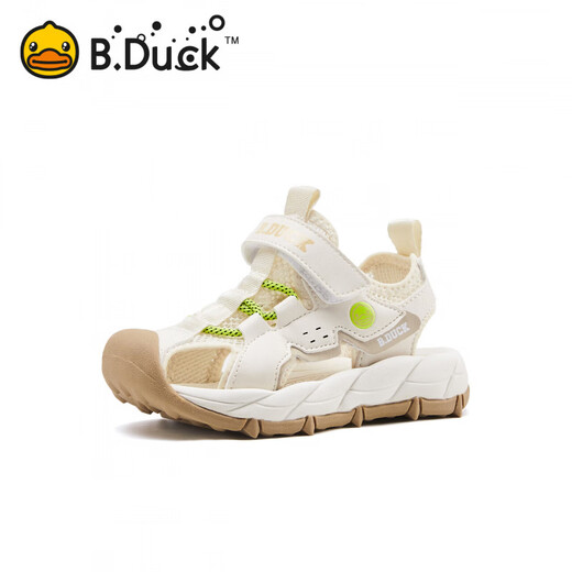 B.Duck Little Yellow Duck Children's Shoes Children's Shoes Boys Sandals Medium and Large Children 2025 Summer New Girls Casual Beach Shoes Beige Size 27 Suitable for Feet Length 16.4-17.1cm