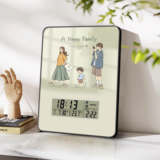 Uhr Zeichnung für Familien Uhr Wall Walluhr Wohnzimmer Schlafzimmer Bettendede Dekoration Malerei Weinschrank TV -Schrank Eingang Wecker Zeichnung BG4859 [Paar Paar] 11 Zoll [20*28 cm]