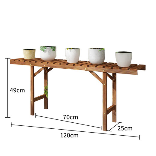 Anya pine flower stand flower pot carbonized indoor and outdoor living room balcony succulent plant stand solid wood multi-layer flower display stand